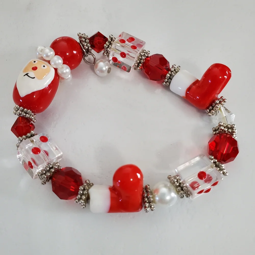 Santa Lampwork Stretch Bracelet